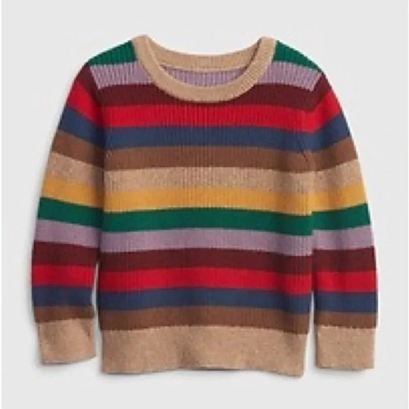 GAP Other - gap kids striped knit sweater crewneck toddler girl boy beige red chunky